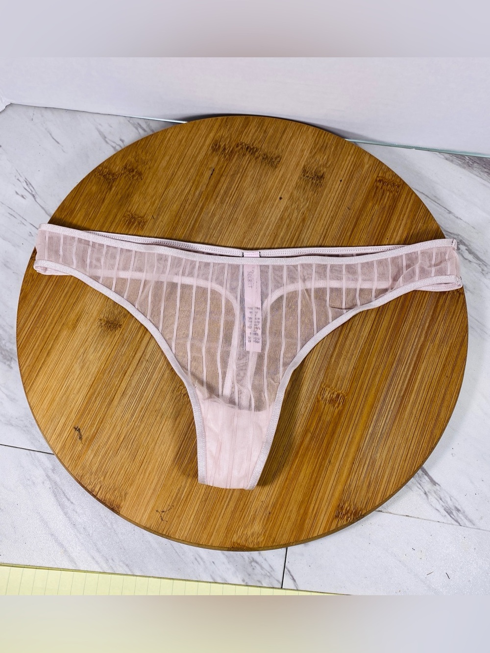 Victoria secret Sheer Stripe Bikini Panty thong - Light Pink